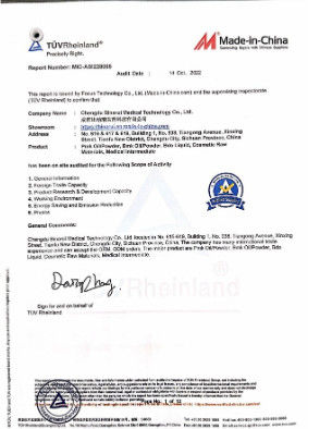 Porcellana Chengdu Binarui Medical Technology Co., Ltd. Certificazioni