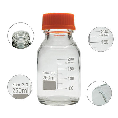 qualità  Customizable Laboratory 250ml Round Bottom Yellow Screw Glass Media Storage Reagent Bottle fabbrica