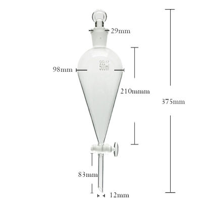 250 ml 500 ml 1000 ml Funnel di laboratorio a forma di pera di vetro Namco Funnel di separazione