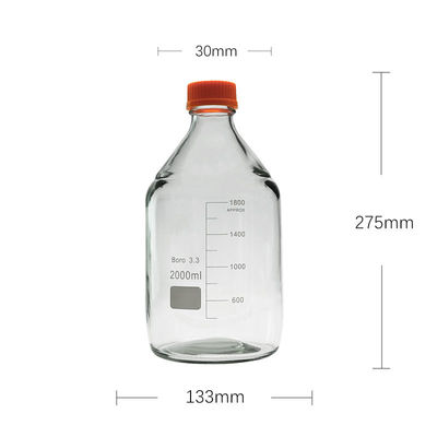 Laboratorio personalizzabile Bottiglia di reagenti per contenitori di vetro a vite giallo a fondo rotondo da 2000 ml