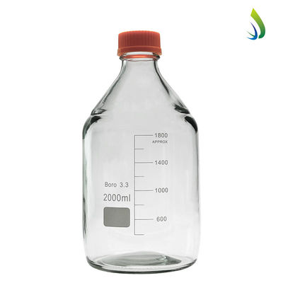Laboratorio personalizzabile Bottiglia di reagenti per contenitori di vetro a vite giallo a fondo rotondo da 2000 ml